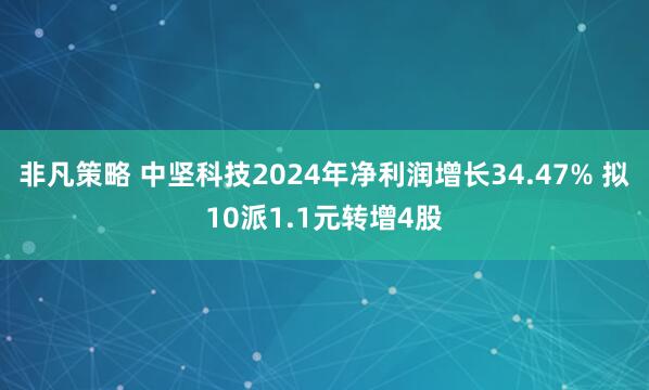 非凡策略 中坚科技2024年净利润增长34.47% 拟10派1.1元转增4股